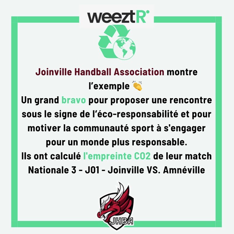 Infographie relative à l'empreinte C02 calculée lors du match de handball du 11 septembre 2021